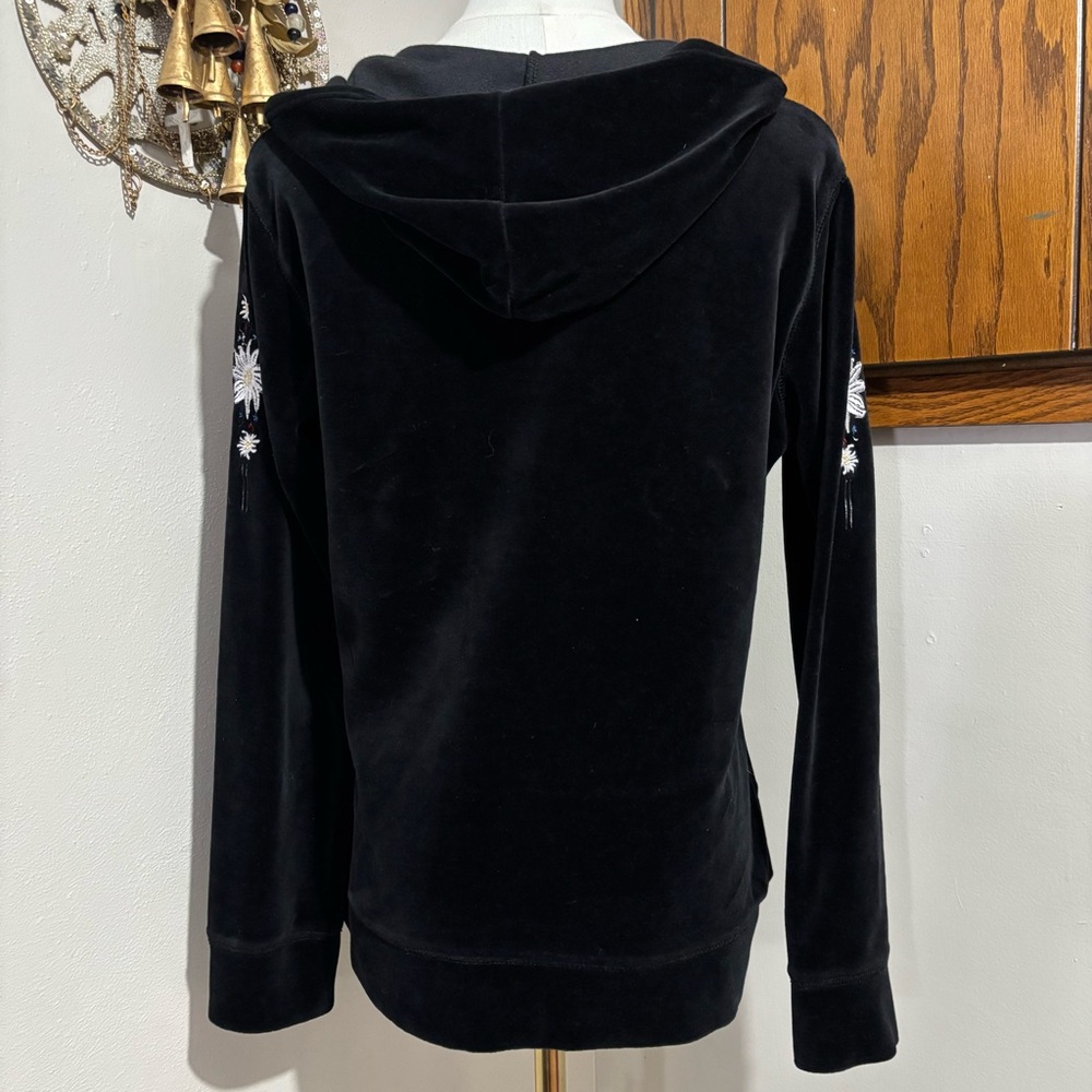 Y2K Vintage Embroidered Velvet Floral Track Sweater Top Size Medium Style & Co. - Picture 4 of 14
